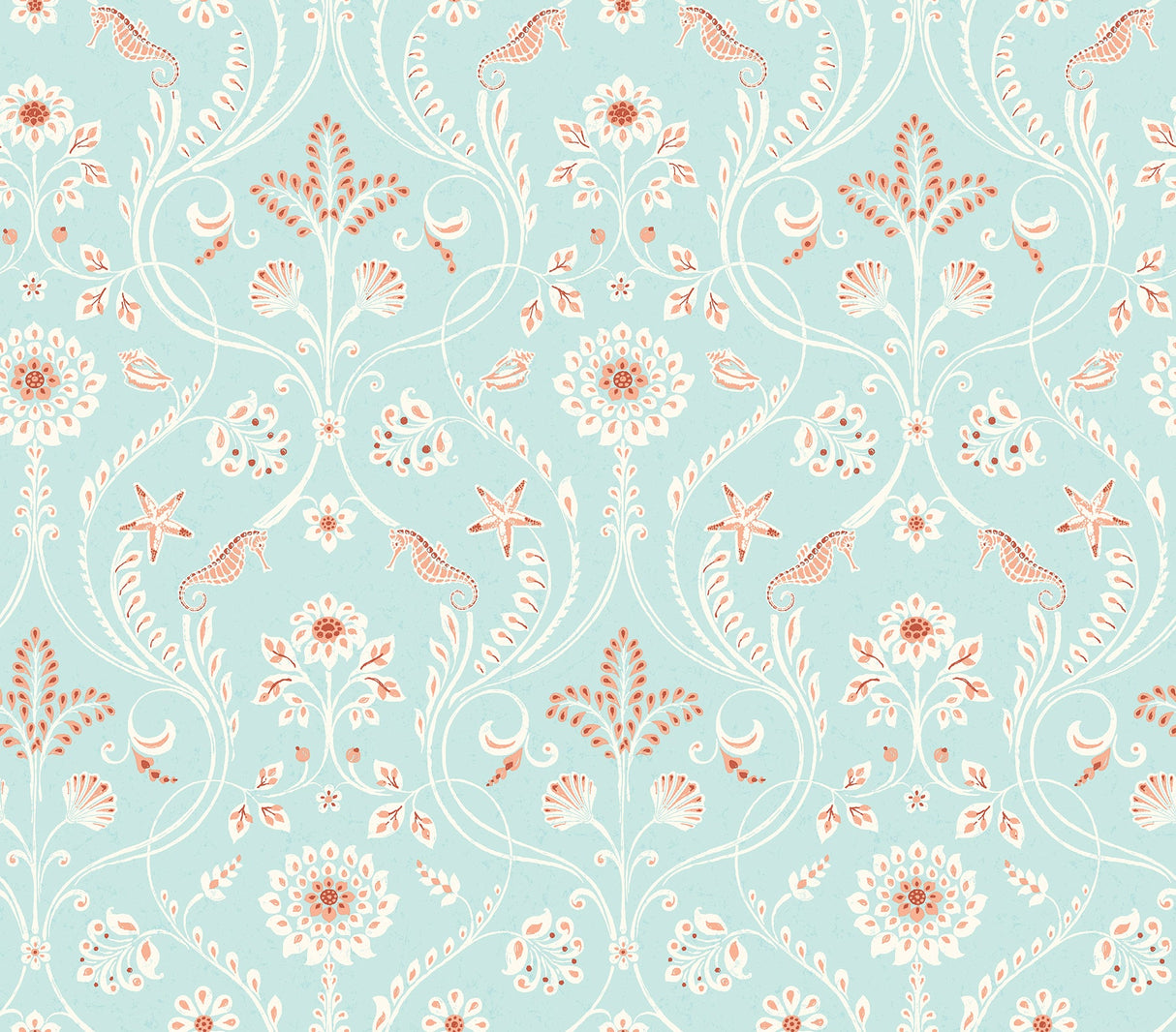Chesapeake 3113-12001 Island Turquoise Damask Wallpaper