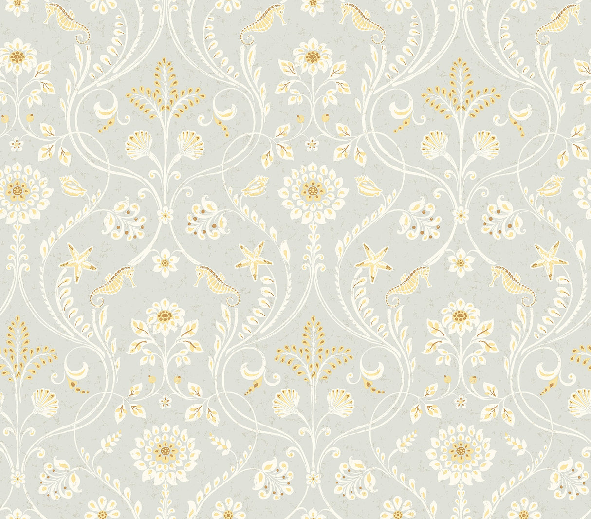 Chesapeake 3113-12002 Island Grey Damask Wallpaper