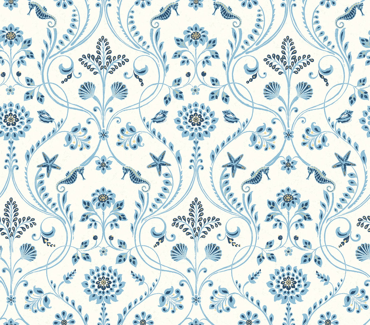 Chesapeake 3113-12003 Island Blue Damask Wallpaper