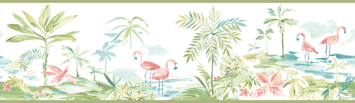 Chesapeake 3113-12221B Lagoon Green Watercolor Border