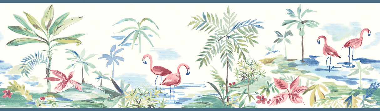 Chesapeake 3113-12222B Lagoon Teal Watercolor Border