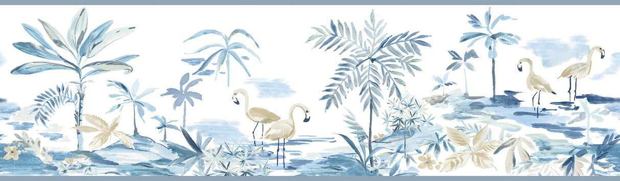 Chesapeake 3113-12223B Lagoon Blue Watercolor Border