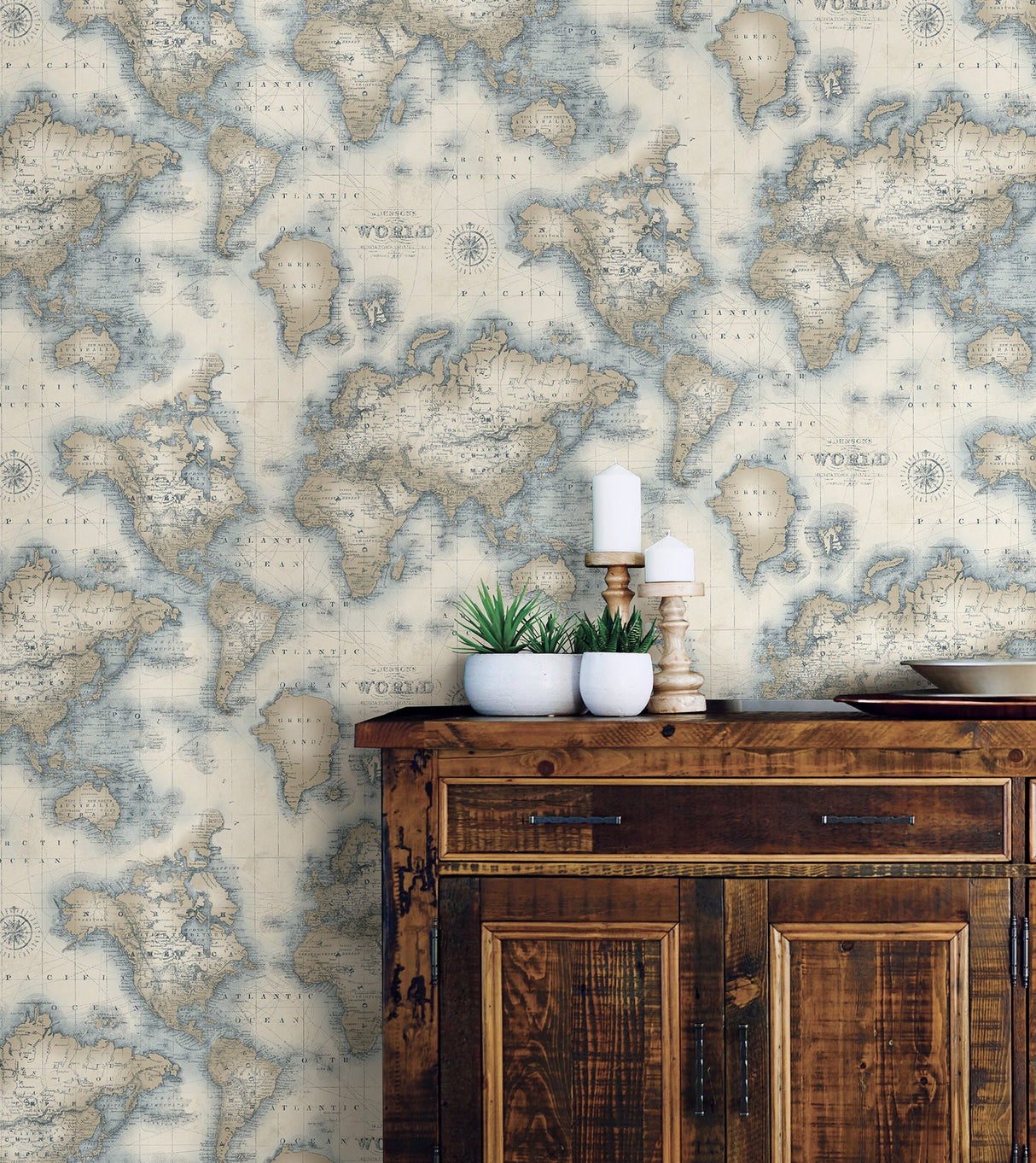 Chesapeake 3113-47545 Mercator Cream World Map Wallpaper