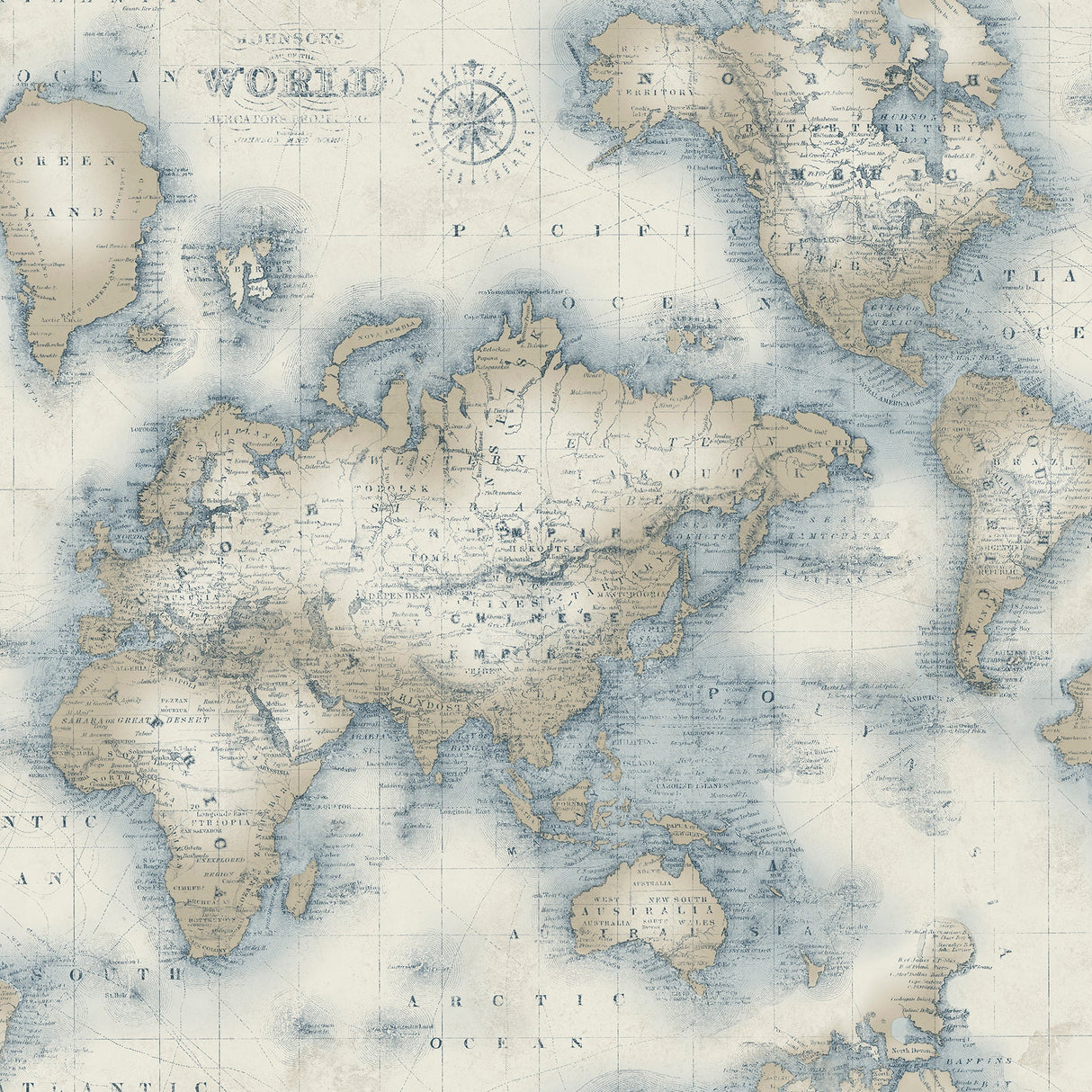 Chesapeake 3113-47545 Mercator Cream World Map Wallpaper