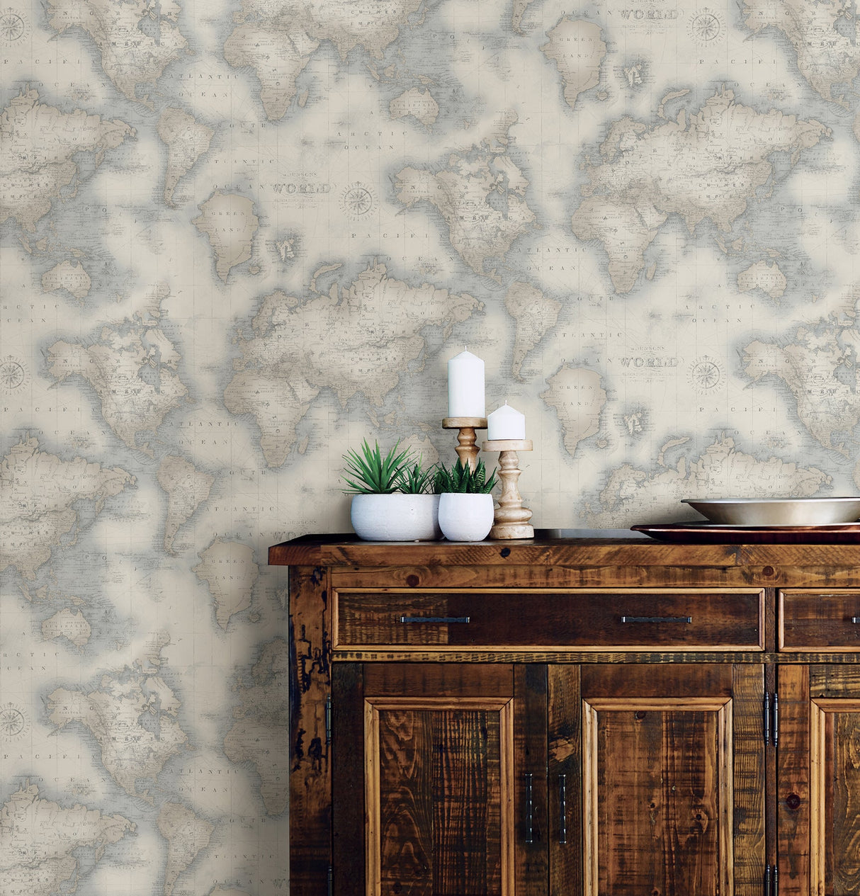 Chesapeake 3113-47547 Mercator Blue World Map Wallpaper