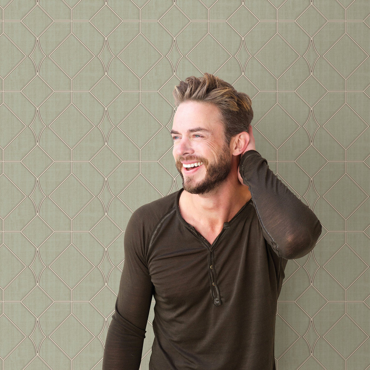 Chesapeake 3114-003301 Washington Square Sage Trellis Wallpaper