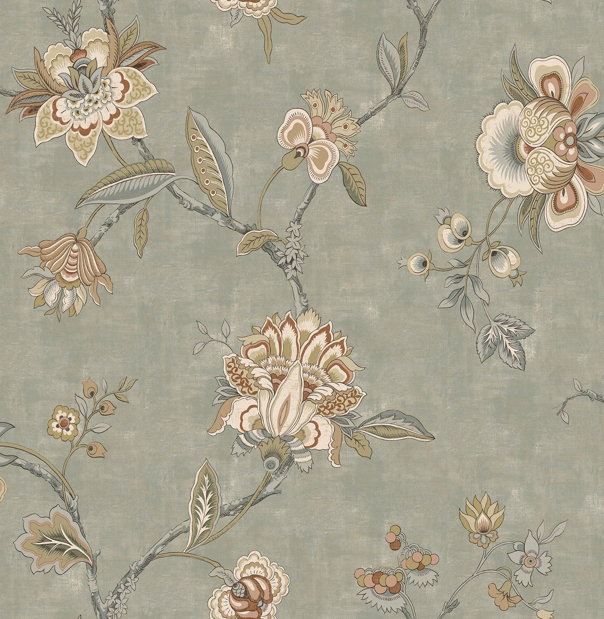 Chesapeake 3114-003306 Madison Sage Jacobean Wallpaper