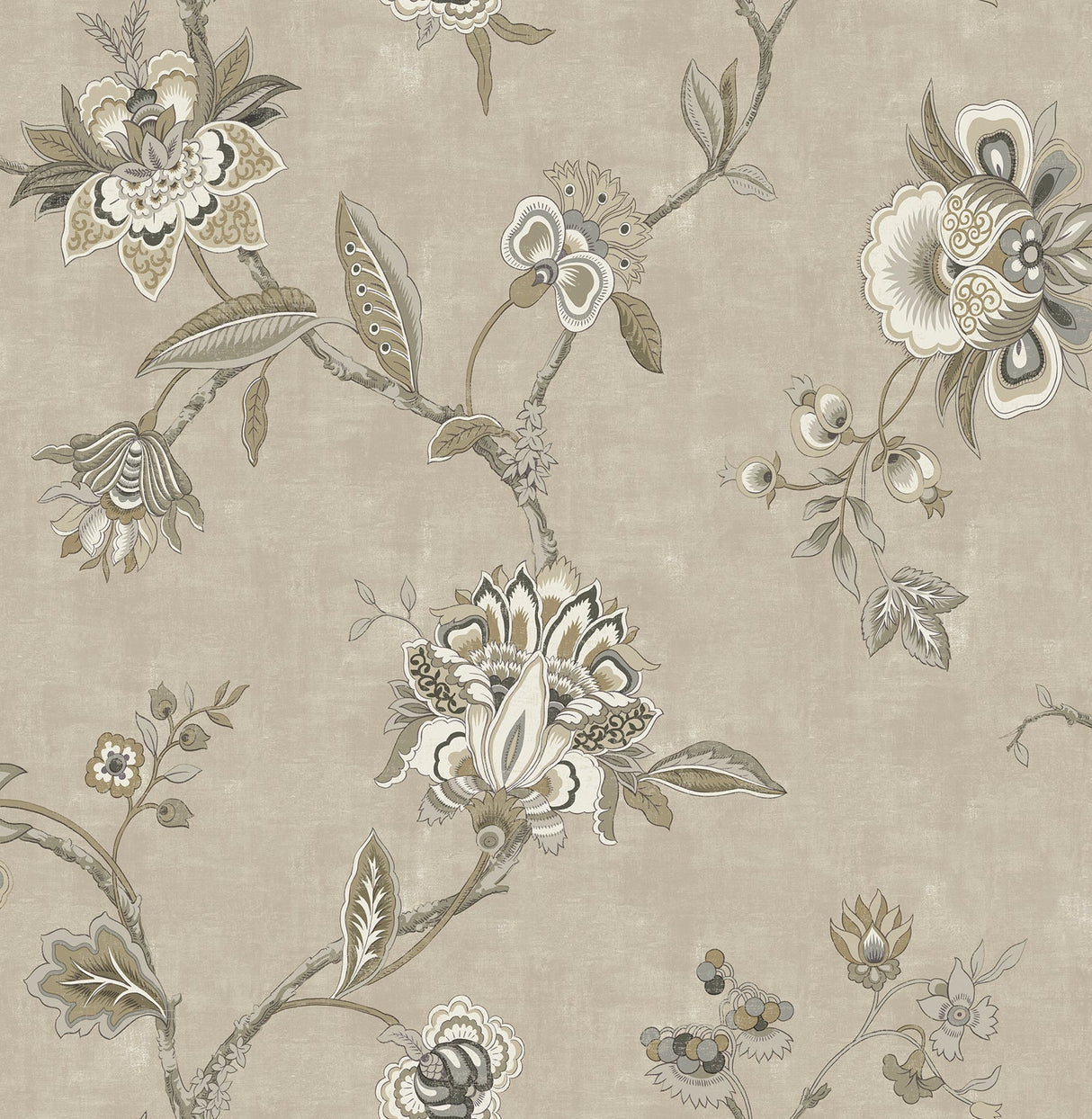 Chesapeake 3114-003307 Madison Platinum Jacobean Wallpaper