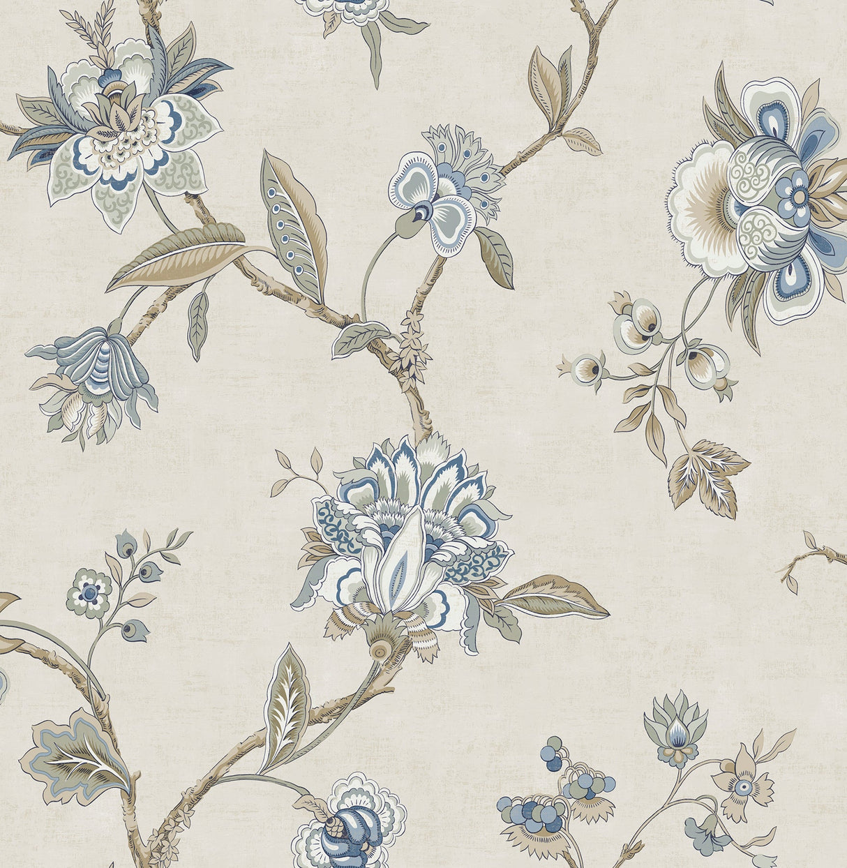 Chesapeake 3114-003309 Madison Blue Jacobean Wallpaper