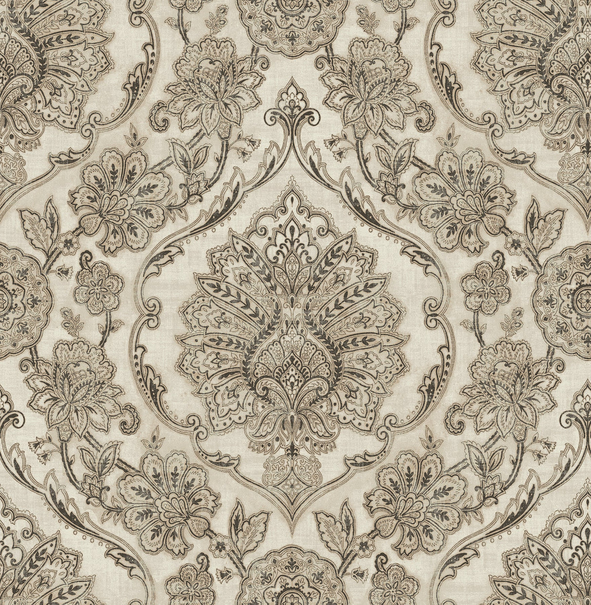 Chesapeake 3114-003320 Carnegie Black Damask Wallpaper