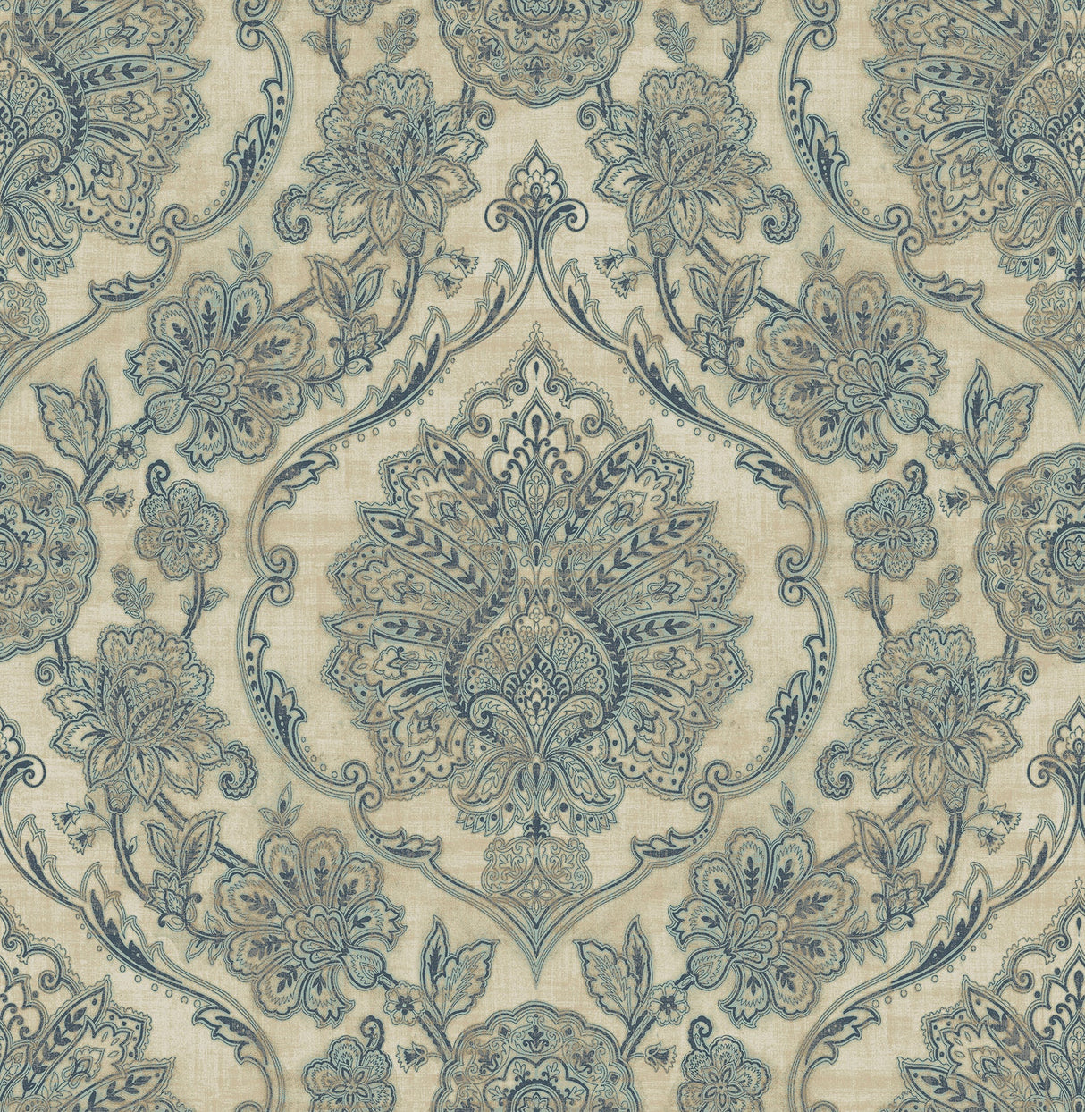 Chesapeake 3114-003322 Carnegie Beige Damask Wallpaper