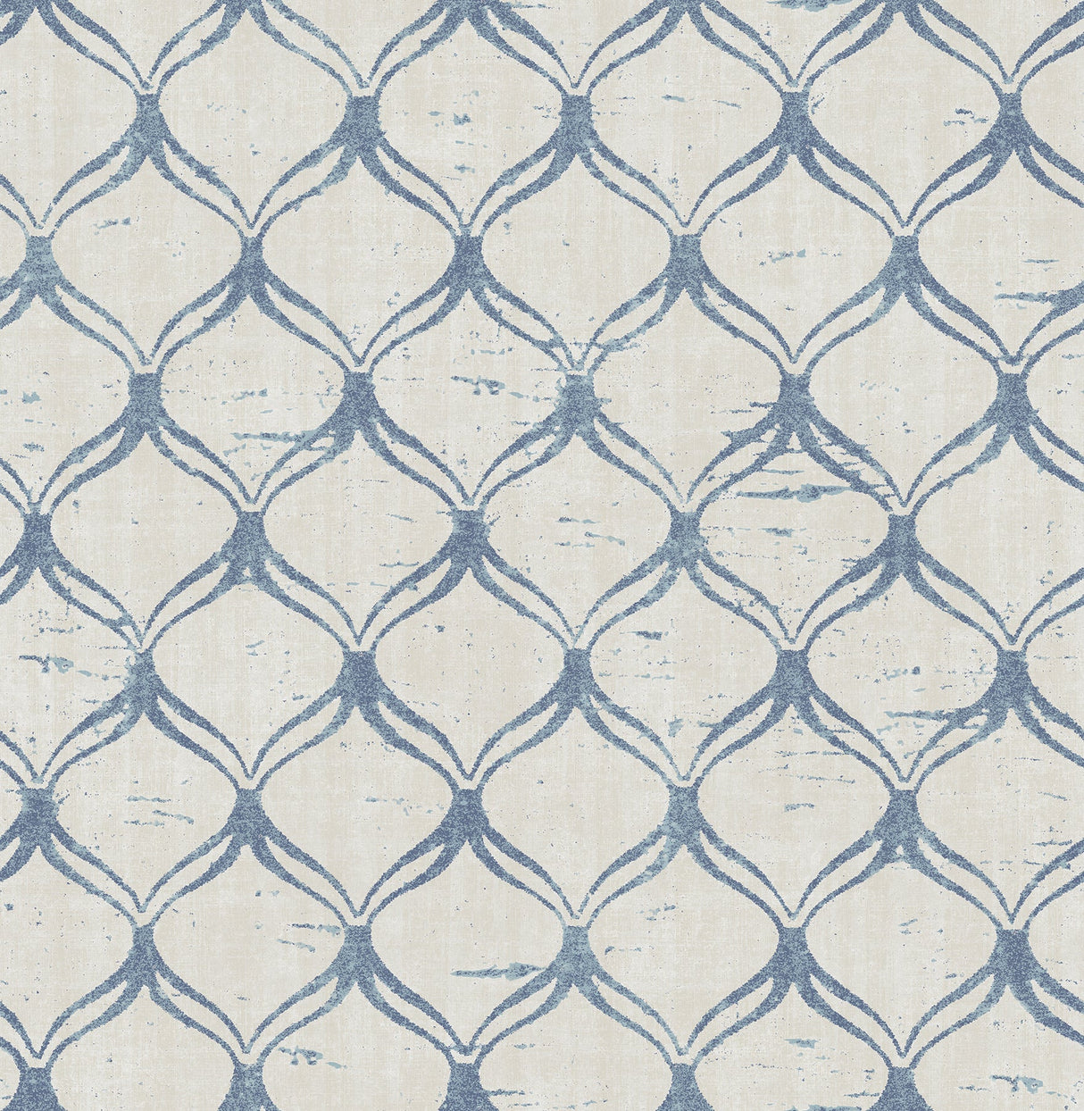 Chesapeake 3114-003329 Bowery Blue Ogee Wallpaper