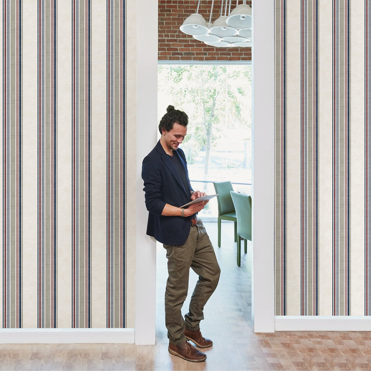 Chesapeake 3114-003334 Hamilton Red Stripe Wallpaper