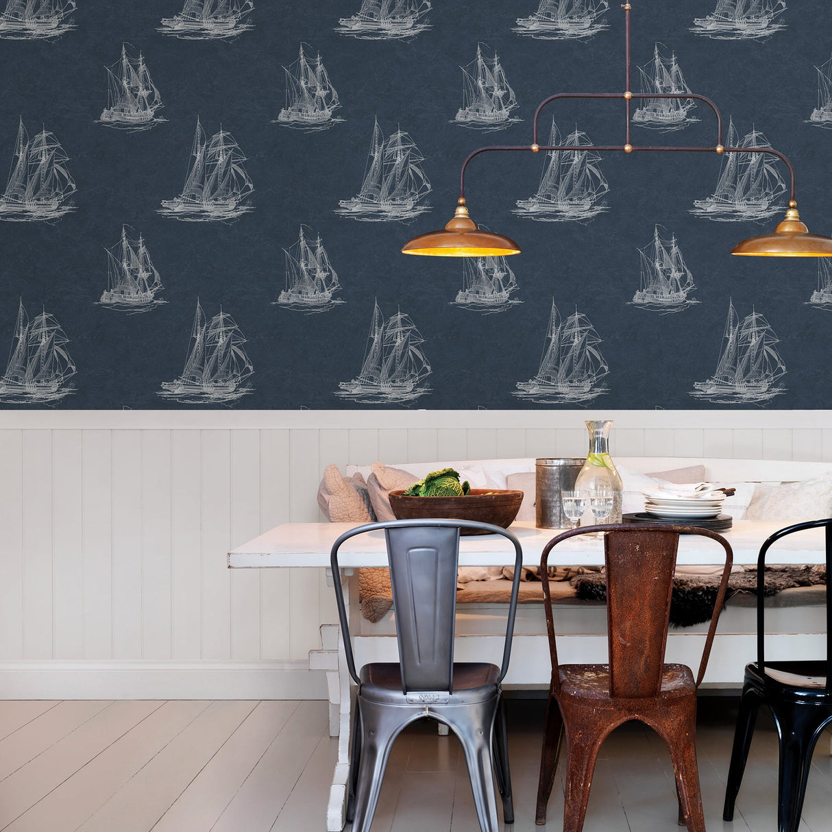 Chesapeake 3114-003338 Hudson Bay Navy Nautical Wallpaper