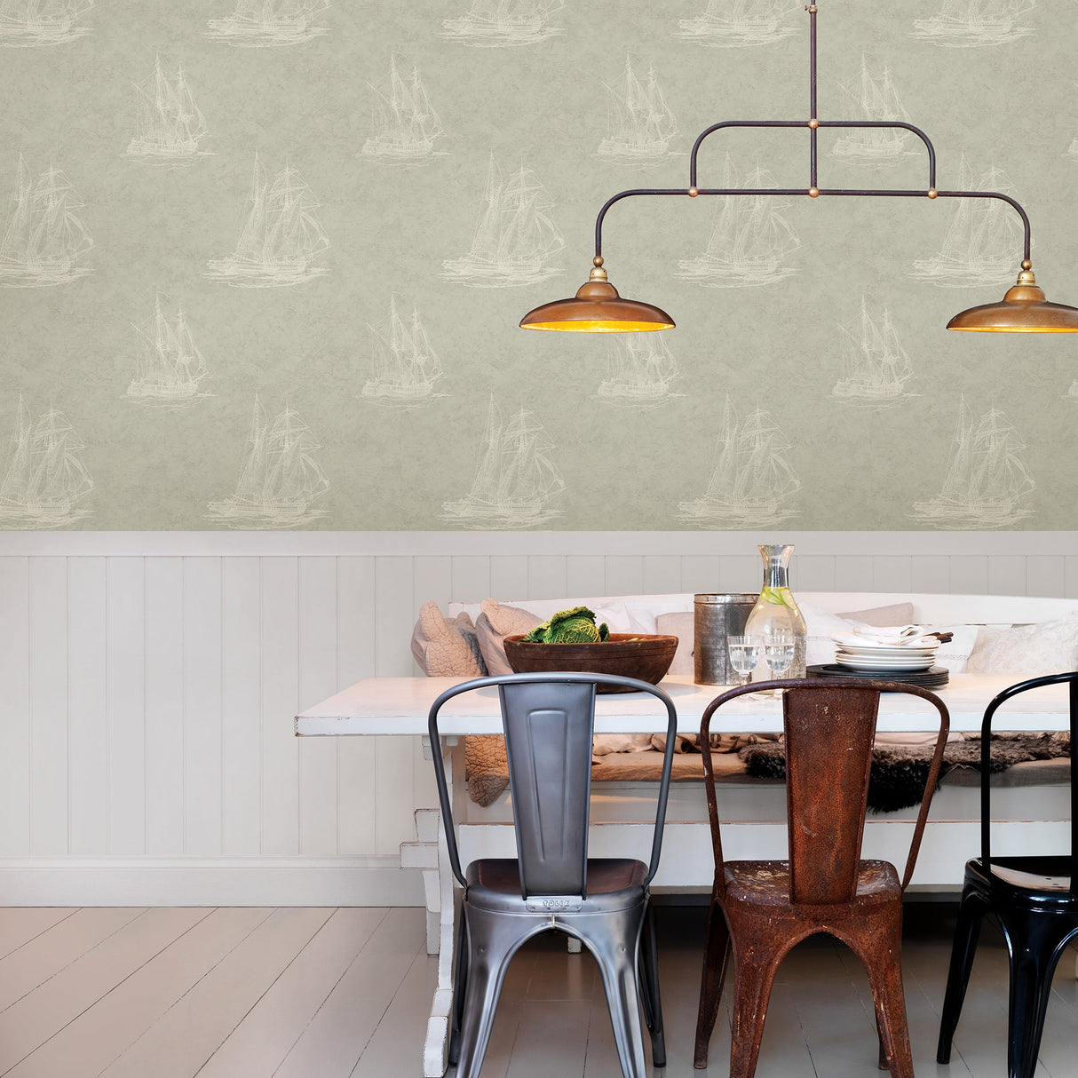 Chesapeake 3114-003341 Hudson Bay Sage Nautical Wallpaper