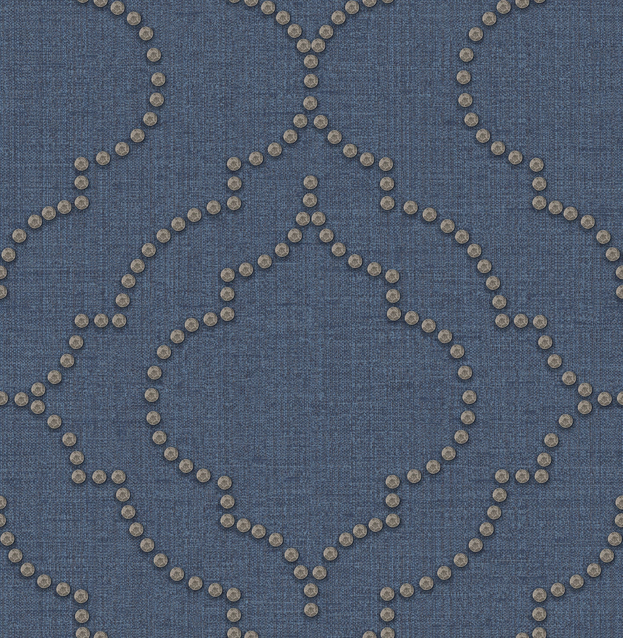 Chesapeake 3114-003355 Chelsea Blue Quatrefoil Wallpaper