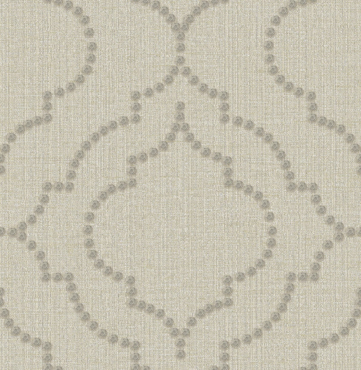 Chesapeake 3114-003356 Chelsea Taupe Quatrefoil Wallpaper