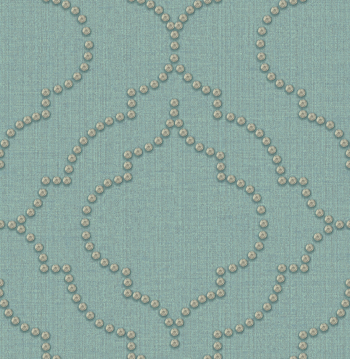 Chesapeake 3114-003357 Chelsea Turquoise Quatrefoil Wallpaper