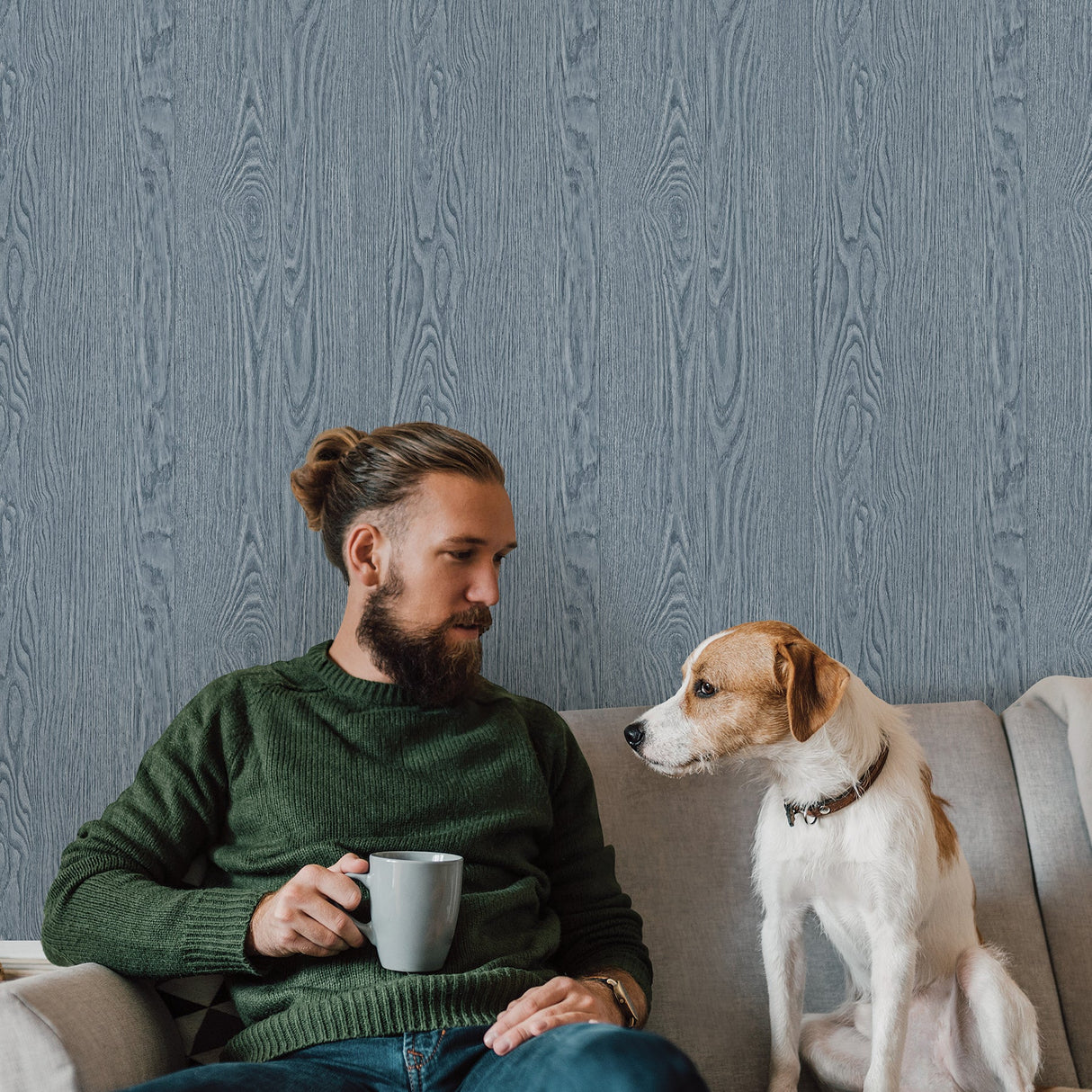 Chesapeake 3114-003375 Greenwich Blue Wood Wallpaper