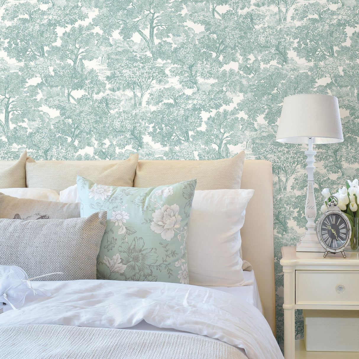 Chesapeake 3115-12545 Spinney Teal Toile Wallpaper