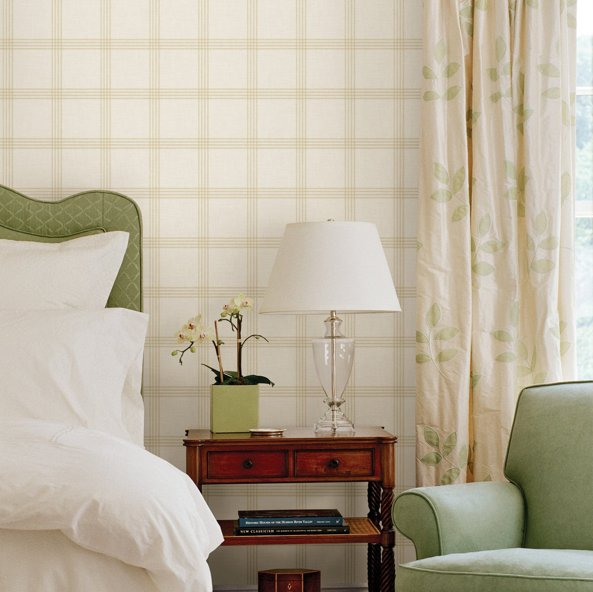 Chesapeake 3115-24476 Twain Wheat Plaid Wallpaper