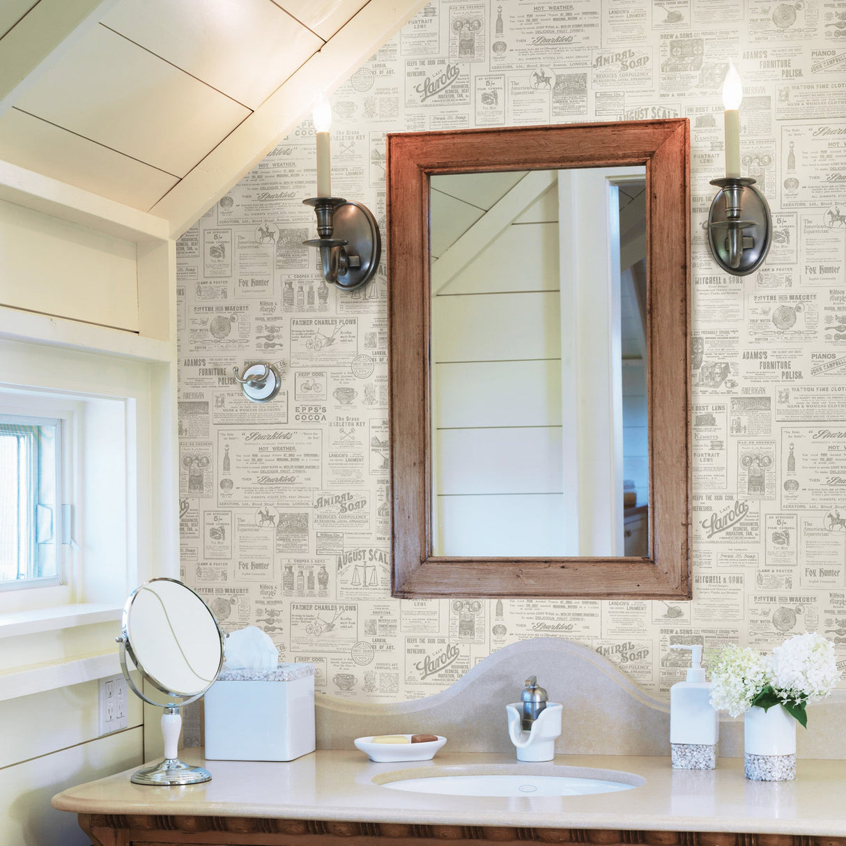 Chesapeake 3115-64273 Adamstown Cream Newspaper Wallpaper