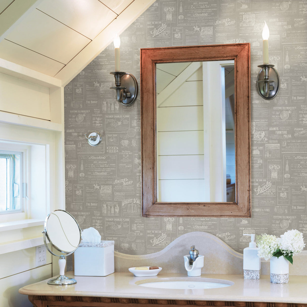 Chesapeake 3115-64274 Adamstown Grey Newspaper Wallpaper