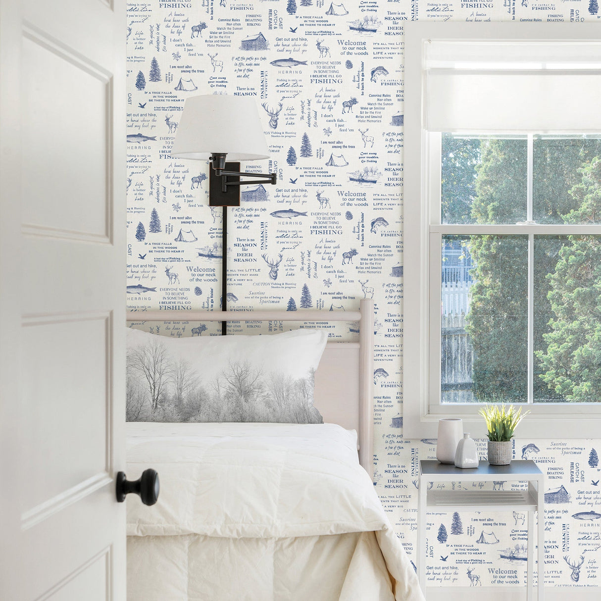 Chesapeake 3118-01474 North Hills Navy Camping Quotes Wallpaper