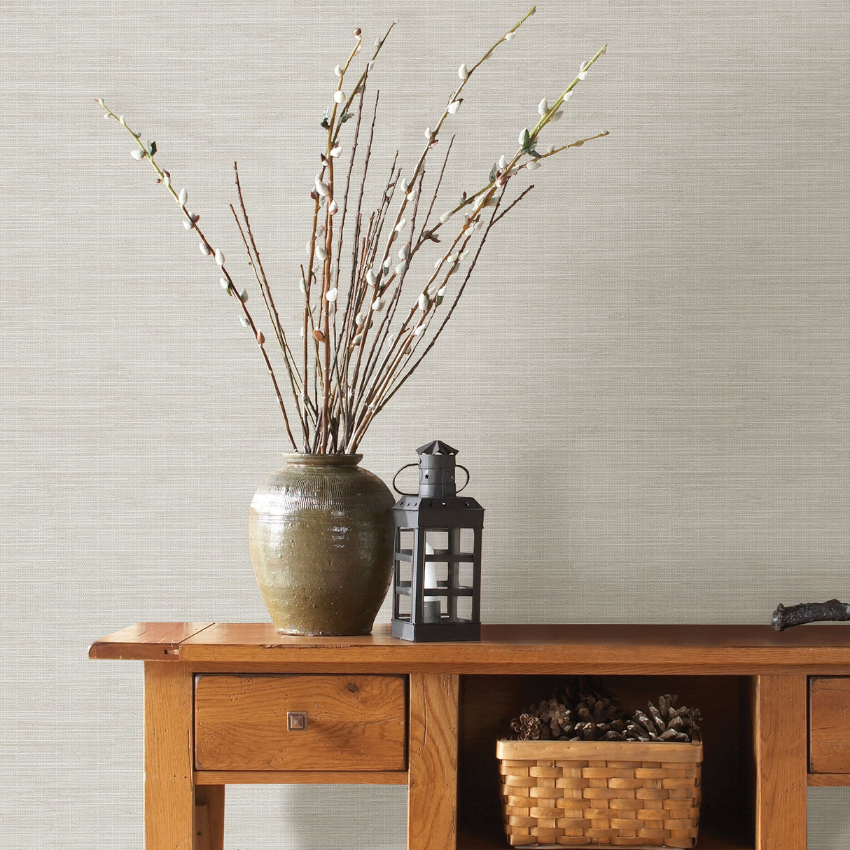 Chesapeake 3118-016912 Kent Light Grey Grasscloth Wallpaper
