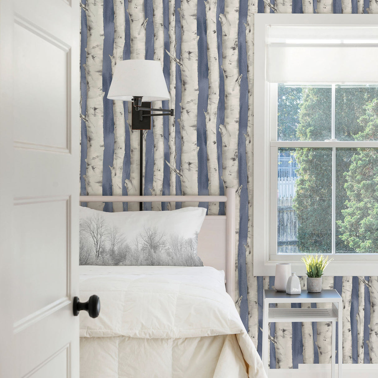 Chesapeake 3118-12604 Pioneer Denim Birch Tree Wallpaper