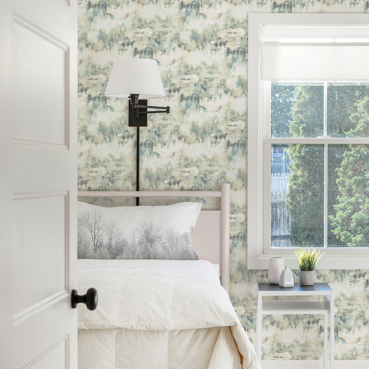 Chesapeake 3118-12612 Tamarack Beige Forest Wallpaper