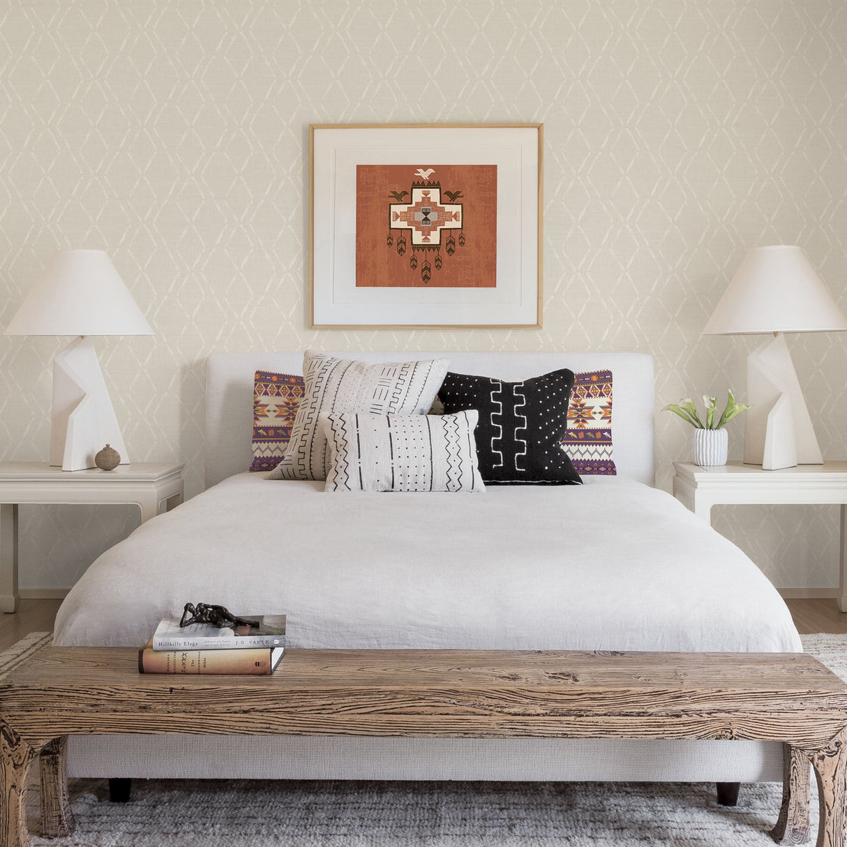 Chesapeake 3118-12651 Tapa Beige Trellis Wallpaper