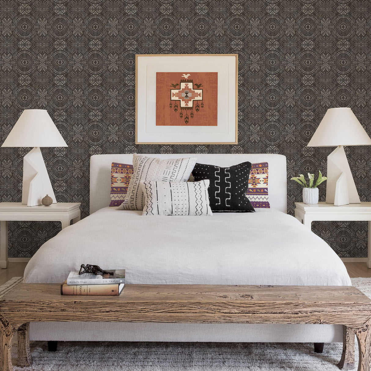 Chesapeake 3118-12663 Java Dark Brown Medallion Wallpaper