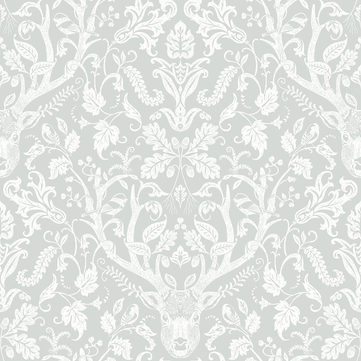 Chesapeake 3118-12702 Kiwassa Grey Antler Damask Wallpaper