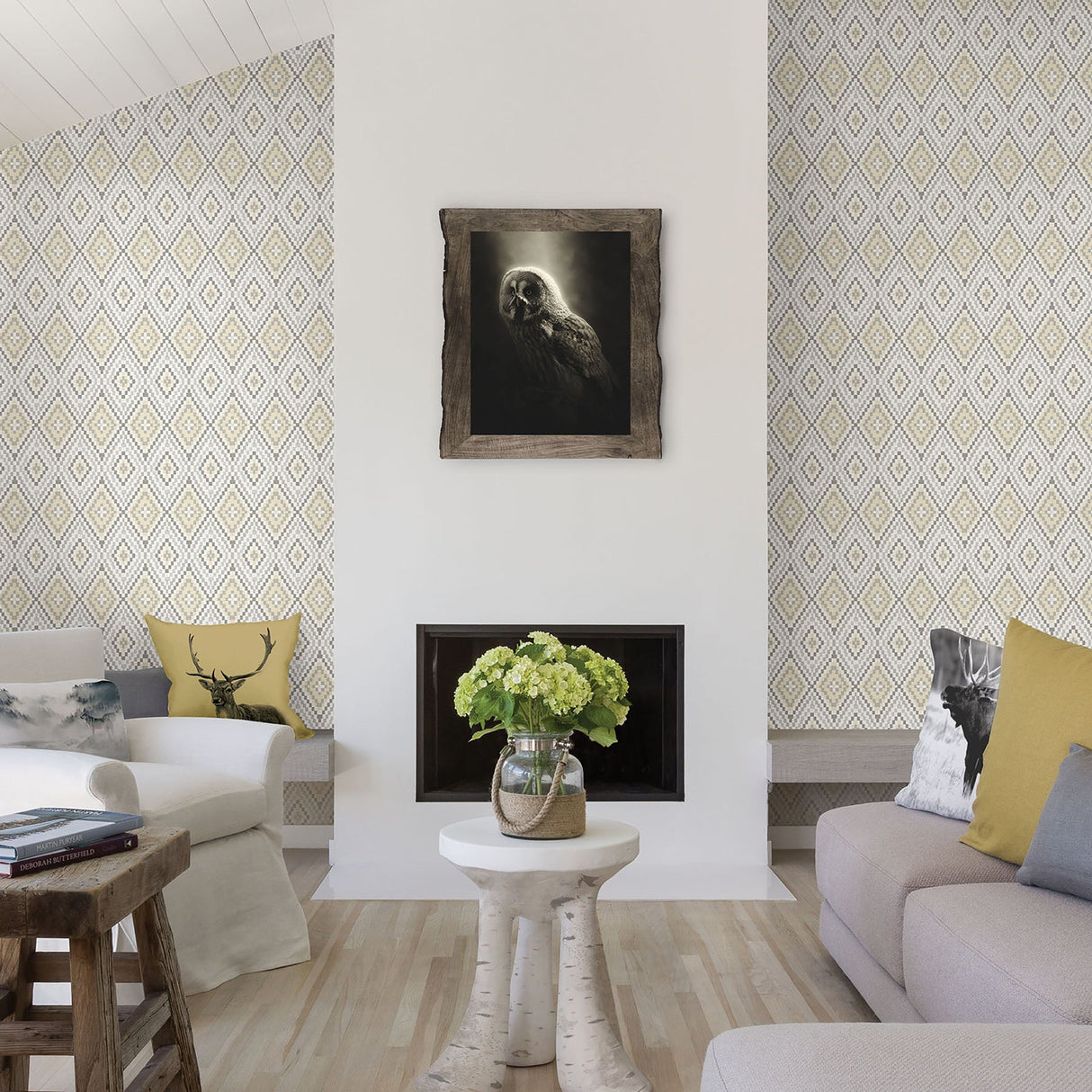 Chesapeake 3118-12711 Ganado Beige Geometric Ikat Wallpaper