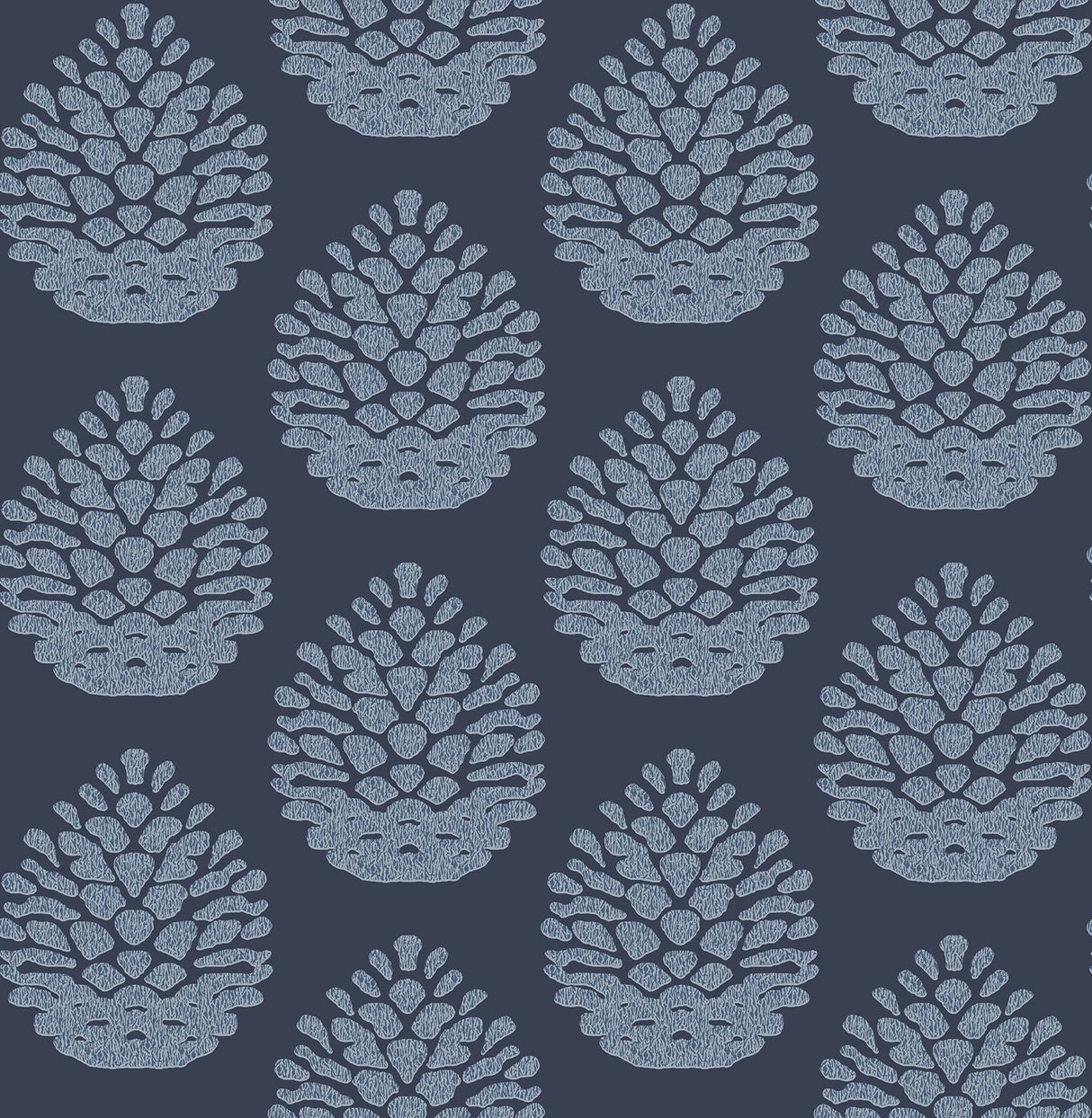 Chesapeake 3118-25092 Totem Blue Pinecone Wallpaper