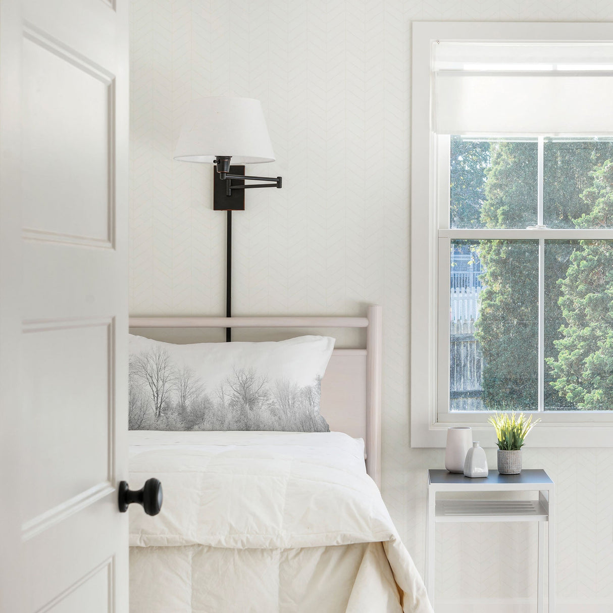 Chesapeake 3118-25094 Bison Off-White Herringbone Wallpaper