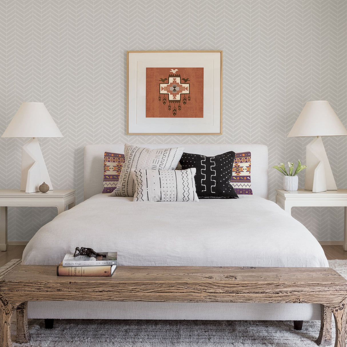 Chesapeake 3118-25095 Bison Grey Herringbone Wallpaper