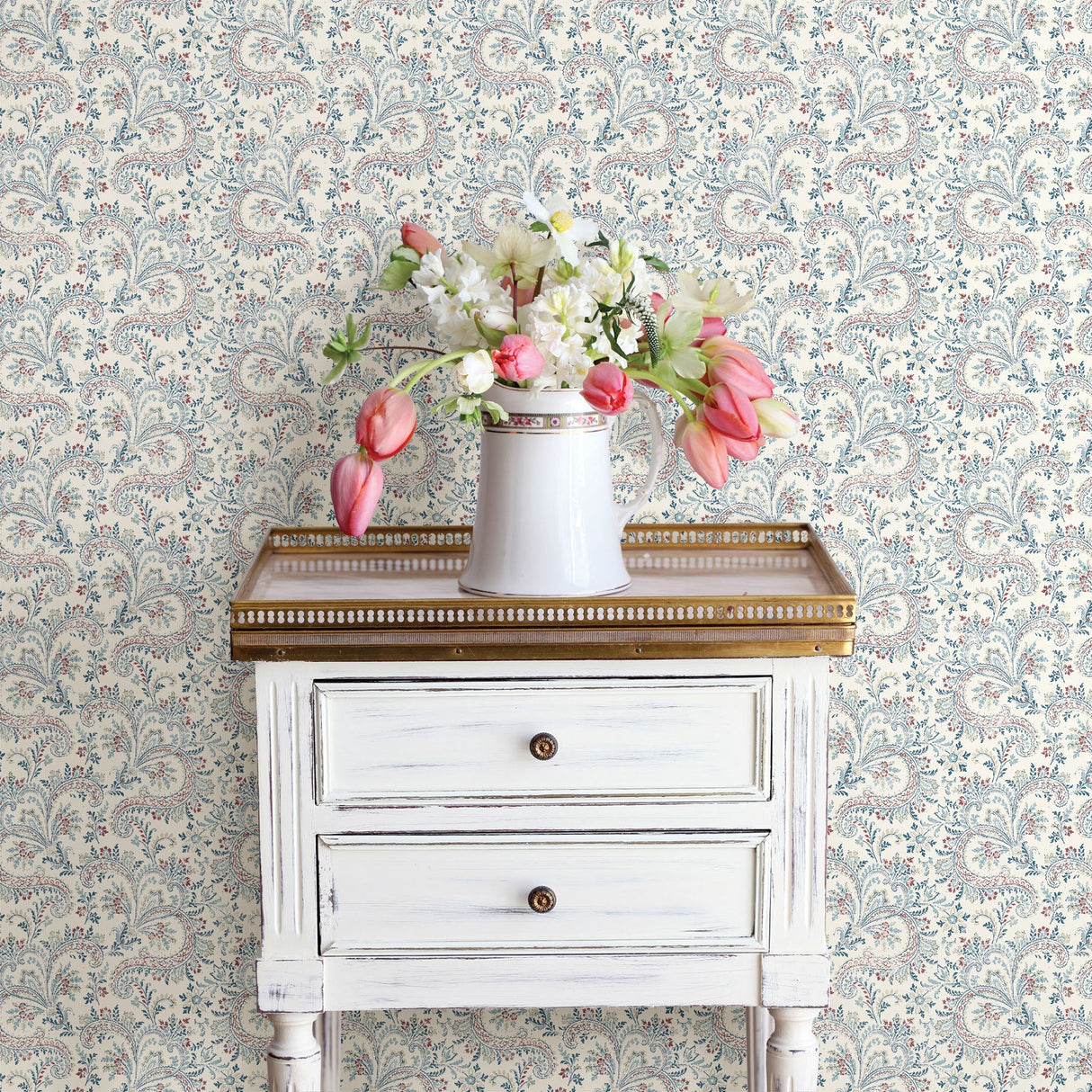 Chesapeake 3119-01385 Sycamore Denim Paisley Floral Wallpaper