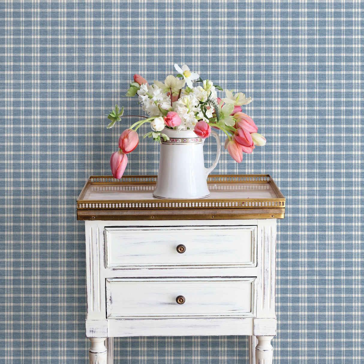 Chesapeake 3119-02146 Tristan Navy Prairie Gingham Wallpaper