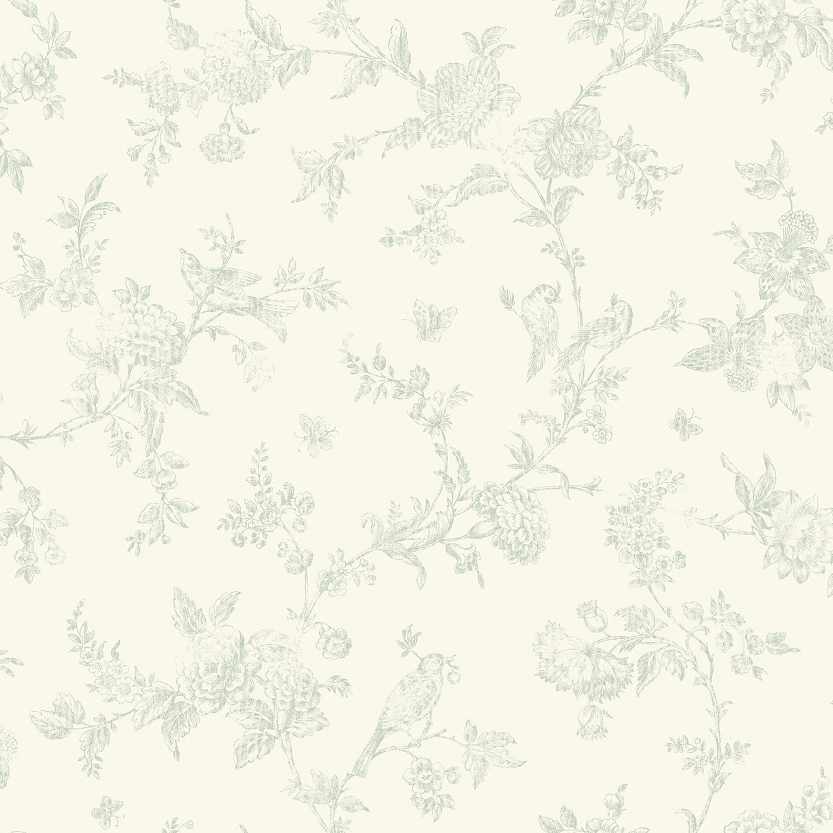 Chesapeake 3119-02194 French Nightingale Sage Floral Scroll Wallpaper