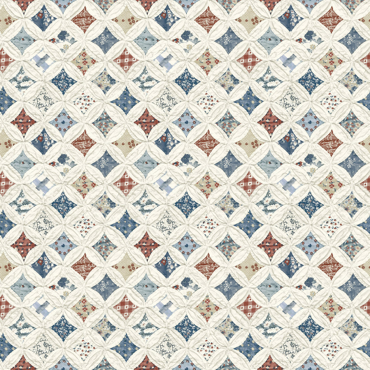 Chesapeake 3119-13001 Mcentire Off-White Geometric Quilt Wallpaper