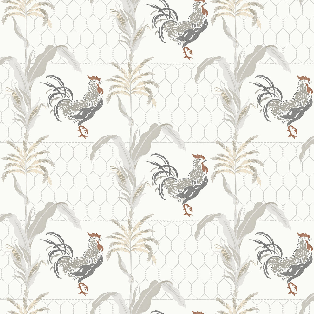 Chesapeake 3119-13021 Hank Grey Rooster Wallpaper