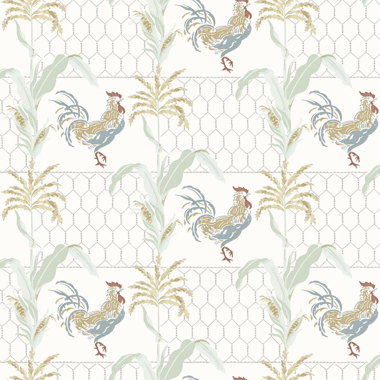 Chesapeake 3119-13022 Hank Multicolor Rooster Wallpaper