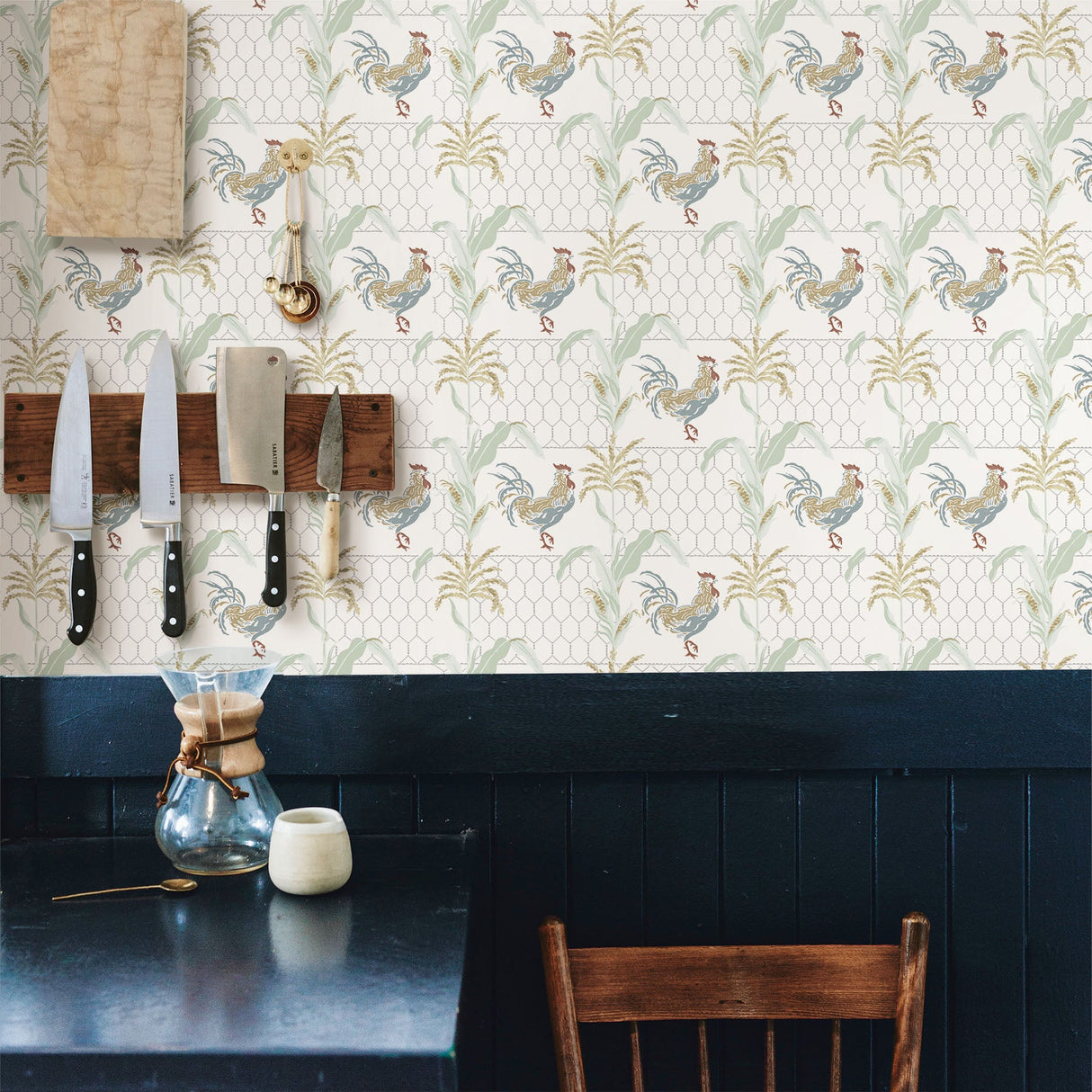 Chesapeake 3119-13022 Hank Multicolor Rooster Wallpaper