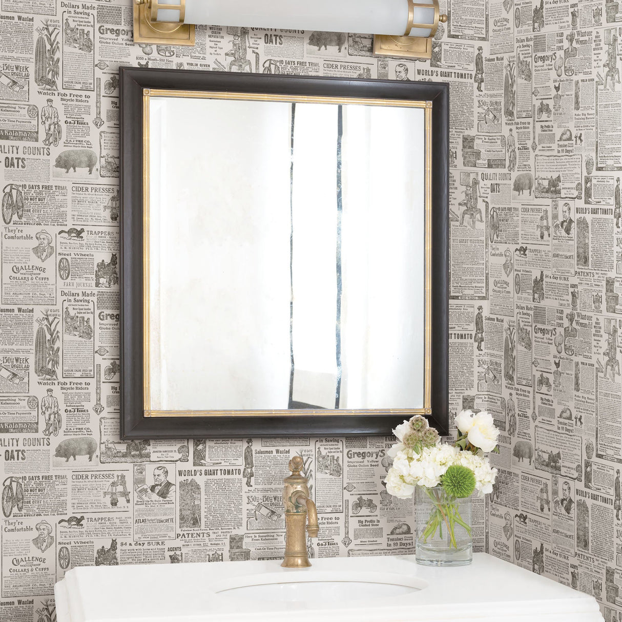 Chesapeake 3119-13082 Underwood Taupe Vintage Newspaper Wallpaper