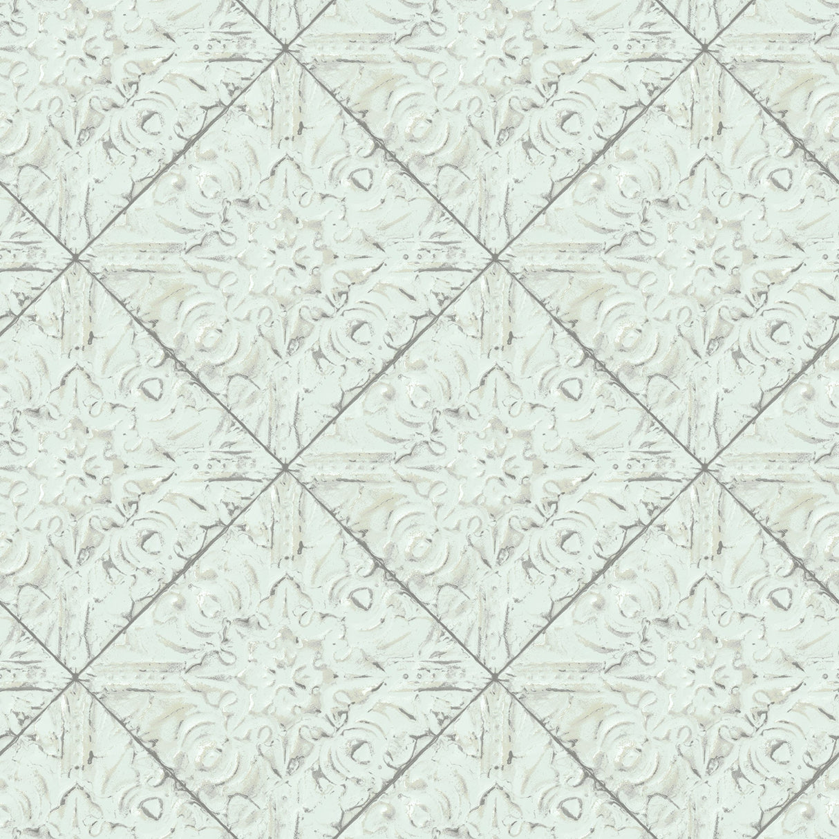 Chesapeake 3119-13092 Brandi Teal Metallic Faux Tile Wallpaper