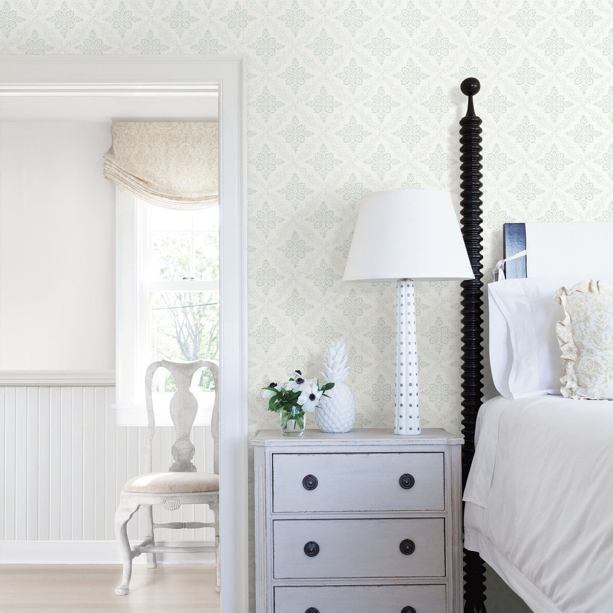 Chesapeake 3119-13533 Wynonna Teal Geometric Floral Wallpaper