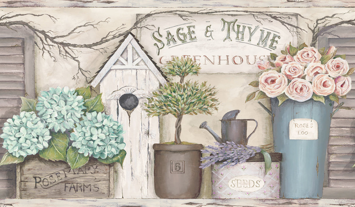 Chesapeake 3119-13562B Greenhouse Multicolor Weathered Clapboards Border