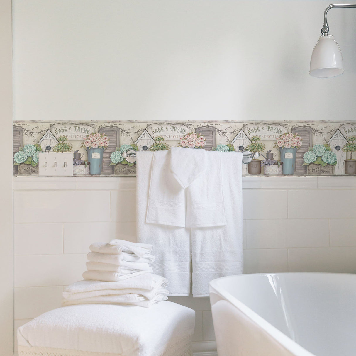 Chesapeake 3119-13562B Greenhouse Multicolor Weathered Clapboards Border